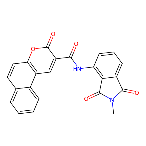 N-(2-methyl-1,3-dioxoisoindolin-4-yl)-3-oxo-3H-benzo[f]chromene-2-carboxamide structure