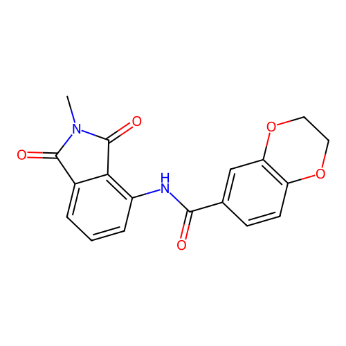 N-(2-methyl-1,3-dioxoisoindol-4-yl)-2,3-dihydro-1,4-benzodioxine-6-carboxamide structure