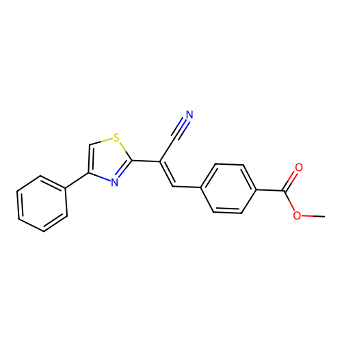 methyl 4-[(E)-2-cyano-2-(4-phenyl-1,3-thiazol-2-yl)ethenyl]benzoate structure