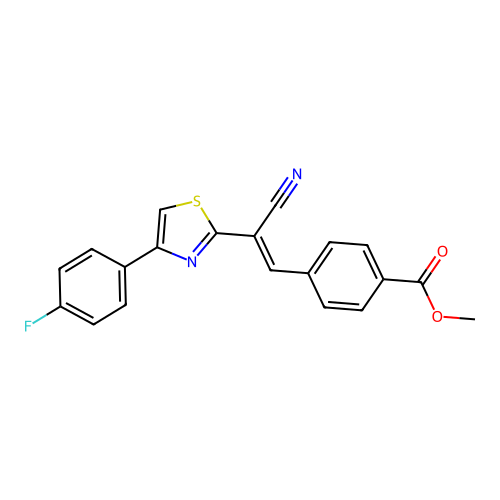 (E)-methyl 4-(2-cyano-2-(4-(4-fluorophenyl)thiazol-2-yl)vinyl)benzoate structure