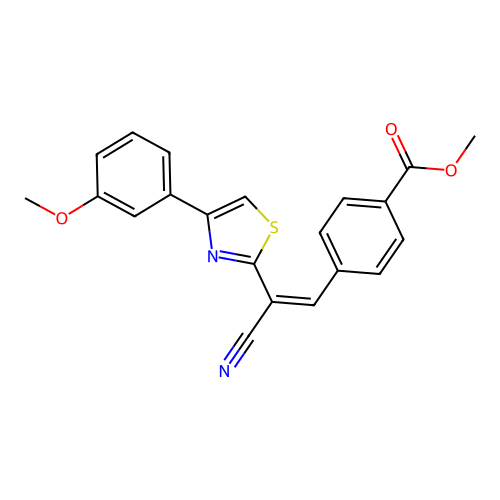 (Z)-methyl 4-(2-cyano-2-(4-(3-methoxyphenyl)thiazol-2-yl)vinyl)benzoate structure