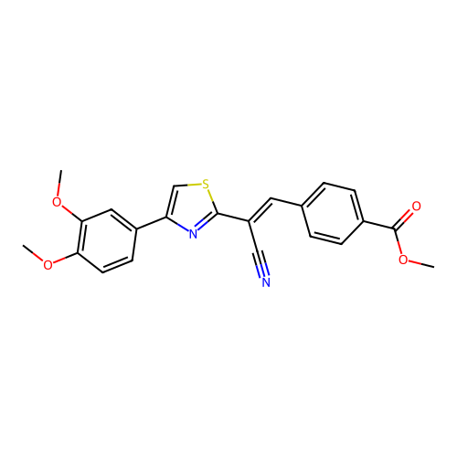 (E)-methyl 4-(2-cyano-2-(4-(3,4-dimethoxyphenyl)thiazol-2-yl)vinyl)benzoate structure