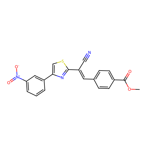 (E)-methyl 4-(2-cyano-2-(4-(3-nitrophenyl)thiazol-2-yl)vinyl)benzoate structure