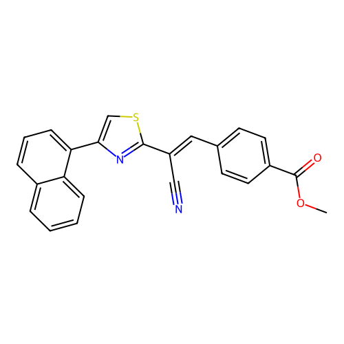 methyl 4-{(E)-2-cyano-2-[4-(naphthalen-1-yl)-1,3-thiazol-2-yl]ethenyl}benzoate structure