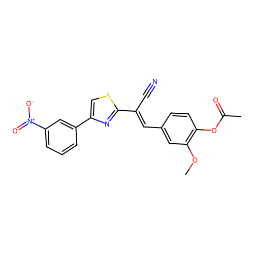 (E)-4-(2-cyano-2-(4-(3-nitrophenyl)thiazol-2-yl)vinyl)-2-methoxyphenyl acetate structure