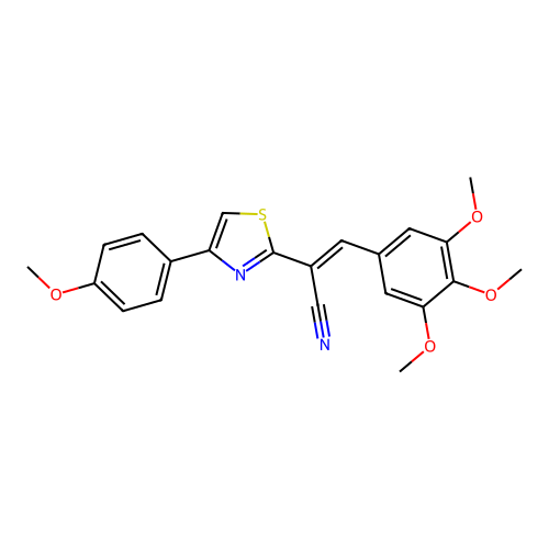 (E)-2-(4-(4-methoxyphenyl)thiazol-2-yl)-3-(3,4,5-trimethoxyphenyl)acrylonitrile structure