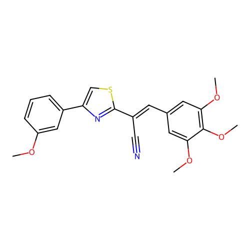 (E)-2-(4-(3-methoxyphenyl)thiazol-2-yl)-3-(3,4,5-trimethoxyphenyl)acrylonitrile structure
