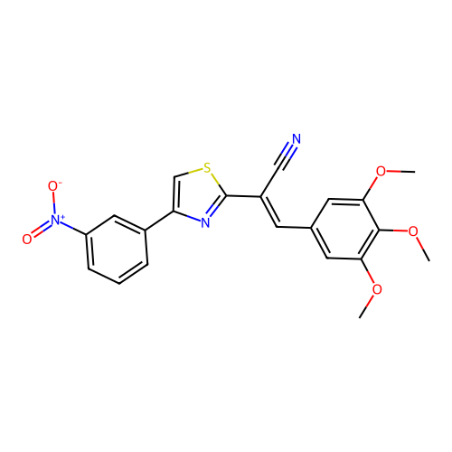 (E)-2-(4-(3-nitrophenyl)thiazol-2-yl)-3-(3,4,5-trimethoxyphenyl)acrylonitrile structure