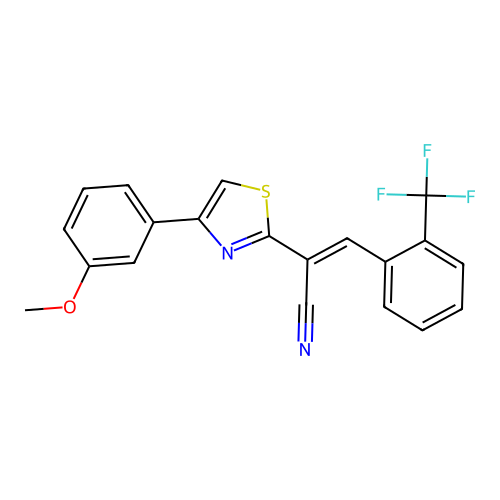 (2E)-2-[4-(3-methoxyphenyl)-1,3-thiazol-2-yl]-3-[2-(trifluoromethyl)phenyl]prop-2-enenitrile structure