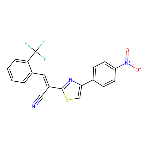 (E)-2-(4-(4-nitrophenyl)thiazol-2-yl)-3-(2-(trifluoromethyl)phenyl)acrylonitrile structure