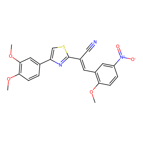 (2E)-2-[4-(3,4-dimethoxyphenyl)-1,3-thiazol-2-yl]-3-(2-methoxy-5-nitrophenyl)prop-2-enenitrile structure
