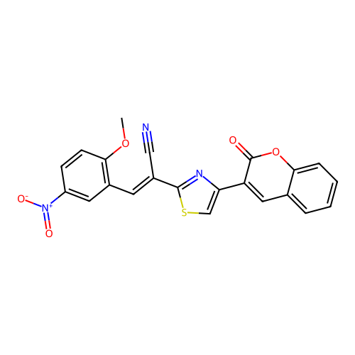 (E)-3-(2-methoxy-5-nitrophenyl)-2-(4-(2-oxo-2H-chromen-3-yl)thiazol-2-yl)acrylonitrile structure