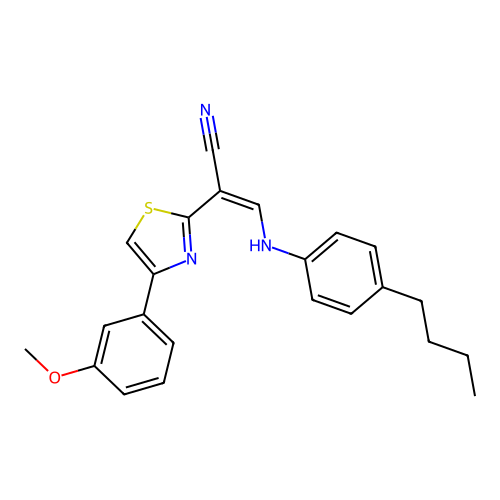 (Z)-3-((4-butylphenyl)amino)-2-(4-(3-methoxyphenyl)thiazol-2-yl)acrylonitrile structure