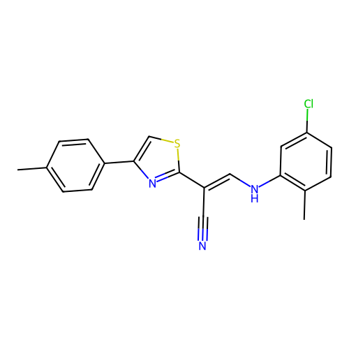 (2E)-3-[(5-chloro-2-methylphenyl)amino]-2-[4-(4-methylphenyl)-1,3-thiazol-2-yl]prop-2-enenitrile structure