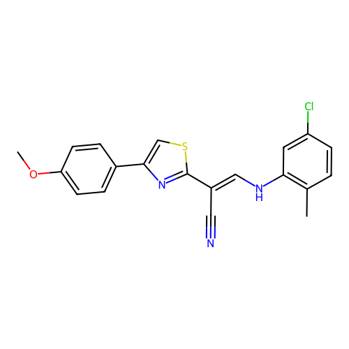 (2E)-3-[(5-chloro-2-methylphenyl)amino]-2-[4-(4-methoxyphenyl)-1,3-thiazol-2-yl]prop-2-enenitrile structure