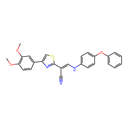 (2E)-2-[4-(3,4-dimethoxyphenyl)-1,3-thiazol-2-yl]-3-[(4-phenoxyphenyl)amino]prop-2-enenitrile structure