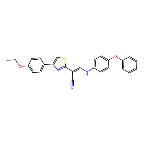 (2E)-2-[4-(4-ethoxyphenyl)-1,3-thiazol-2-yl]-3-[(4-phenoxyphenyl)amino]prop-2-enenitrile structure