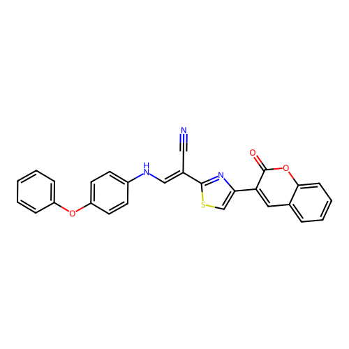 (2E)-2-[4-(2-oxo-2H-chromen-3-yl)-1,3-thiazol-2-yl]-3-[(4-phenoxyphenyl)amino]prop-2-enenitrile structure