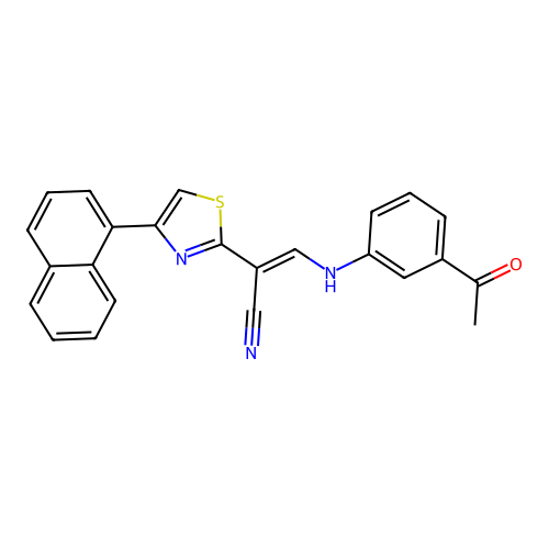 (E)-3-((3-acetylphenyl)amino)-2-(4-(naphthalen-1-yl)thiazol-2-yl)acrylonitrile structure