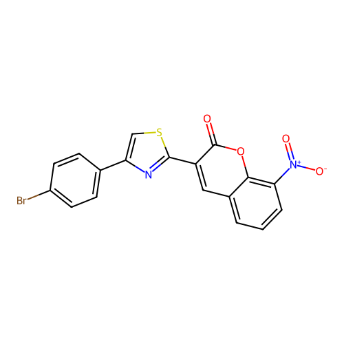 3-[4-(4-bromophenyl)-1,3-thiazol-2-yl]-8-nitro-2H-chromen-2-one structure