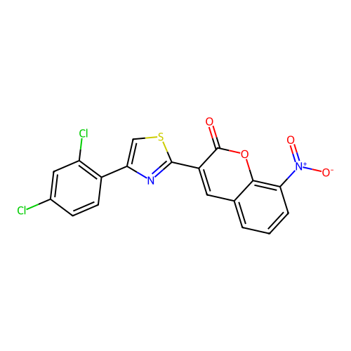 3-[4-(2,4-dichlorophenyl)-1,3-thiazol-2-yl]-8-nitro-2H-chromen-2-one structure