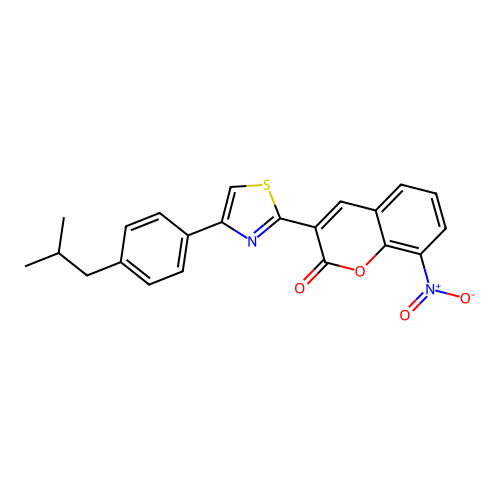 3-{4-[4-(2-methylpropyl)phenyl]-1,3-thiazol-2-yl}-8-nitro-2H-chromen-2-one structure