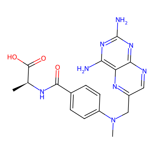 Alanine, N-(p-(((2,4-diamino-6-pteridinyl)methyl)methylamino)benzoyl)-, DL- structure