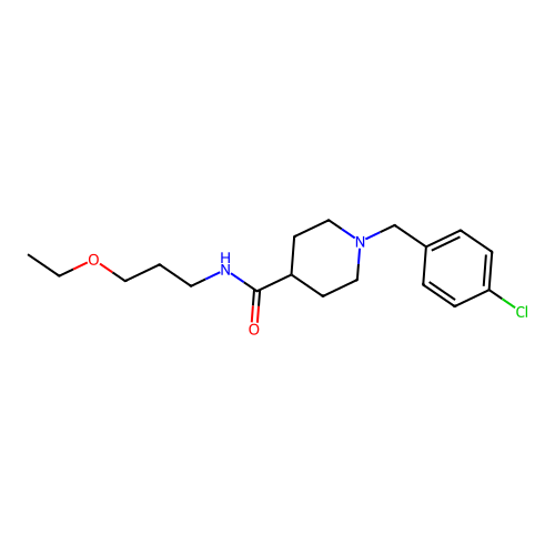 1-(4-chlorobenzyl)-N-(3-ethoxypropyl)piperidine-4-carboxamide structure