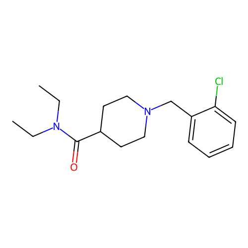 1-(2-chlorobenzyl)-N,N-diethylpiperidine-4-carboxamide structure