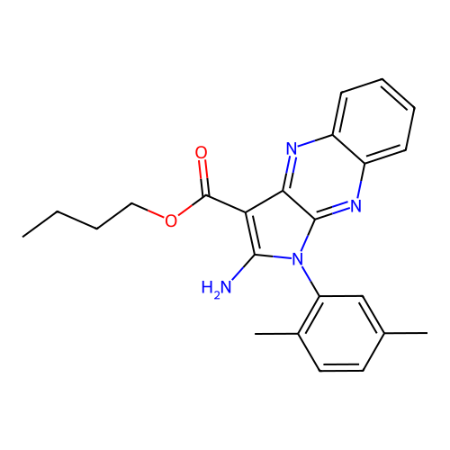 butyl 2-amino-1-(2,5-dimethylphenyl)-1H-pyrrolo[2,3-b]quinoxaline-3-carboxylate structure