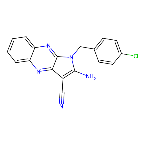 2-amino-1-(4-chlorobenzyl)-1H-pyrrolo[2,3-b]quinoxaline-3-carbonitrile structure