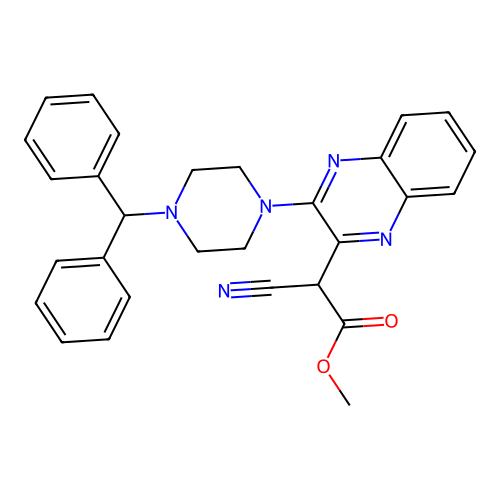 Methyl cyano{3-[4-(diphenylmethyl)piperazin-1-yl]quinoxalin-2-yl}acetate structure
