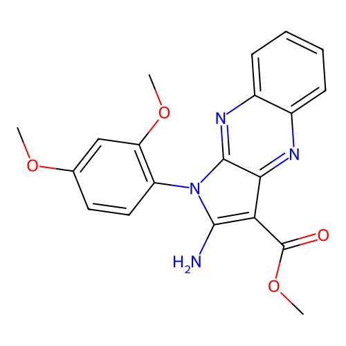 methyl 2-amino-1-(2,4-dimethoxyphenyl)-1H-pyrrolo[2,3-b]quinoxaline-3-carboxylate structure