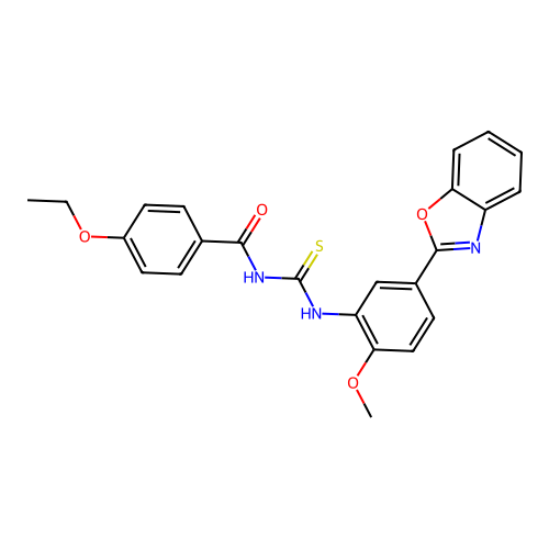 N-{[5-(1,3-benzoxazol-2-yl)-2-methoxyphenyl]carbamothioyl}-4-ethoxybenzamide structure