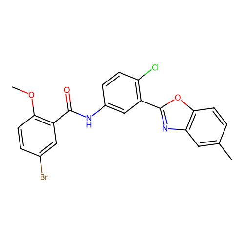 5-bromo-N-[4-chloro-3-(5-methyl-1,3-benzoxazol-2-yl)phenyl]-2-methoxybenzamide structure