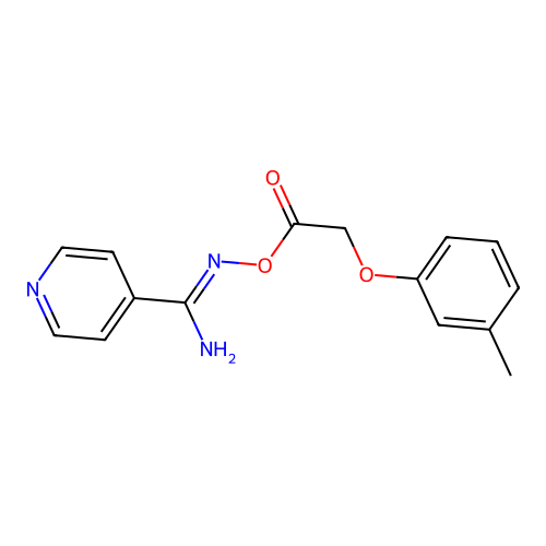 N'-{[2-(3-methylphenoxy)acetyl]oxy}pyridine-4-carboximidamide structure