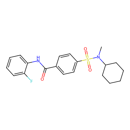 4-[cyclohexyl(methyl)sulfamoyl]-N-(2-fluorophenyl)benzamide structure