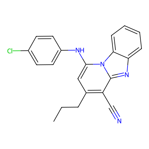 1-[(4-Chlorophenyl)amino]-3-propylpyrido[1,2-a]benzimidazole-4-carbonitrile structure