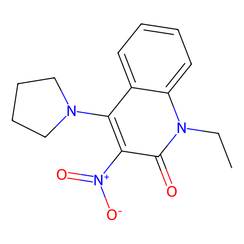 1-ethyl-3-nitro-4-(pyrrolidin-1-yl)quinolin-2(1H)-one structure
