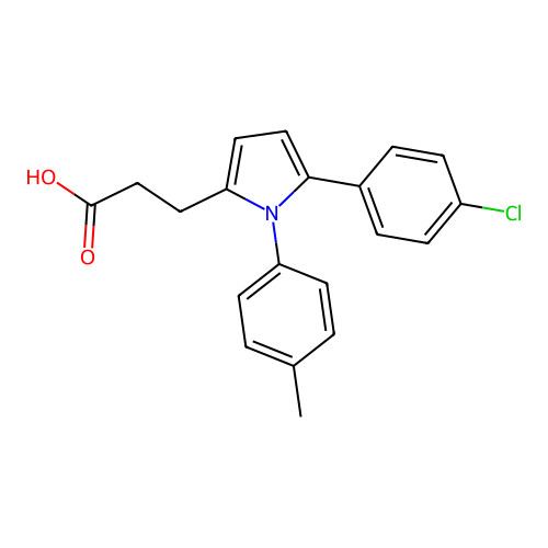 3-[5-(4-chlorophenyl)-1-(4-methylphenyl)-1H-pyrrol-2-yl]propanoic acid structure