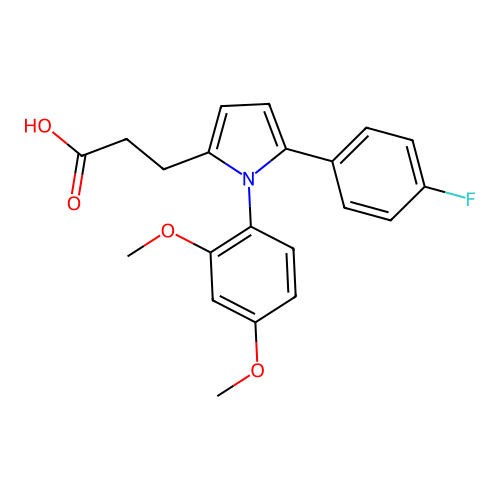 3-(1-(2,4-dimethoxyphenyl)-5-(4-fluorophenyl)-1H-pyrrol-2-yl)propanoic acid structure