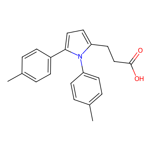 3-[1,5-bis(4-methylphenyl)-1H-pyrrol-2-yl]propanoic acid structure
