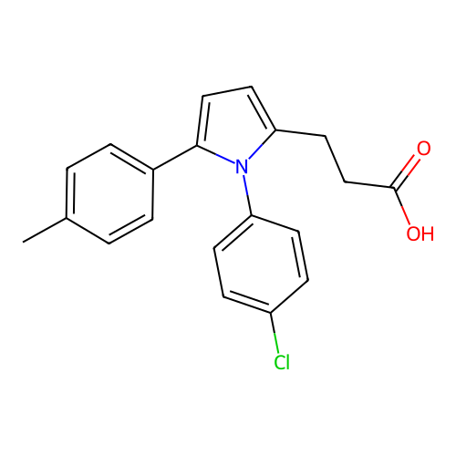 3-[1-(4-chlorophenyl)-5-(4-methylphenyl)-1H-pyrrol-2-yl]propanoic acid structure