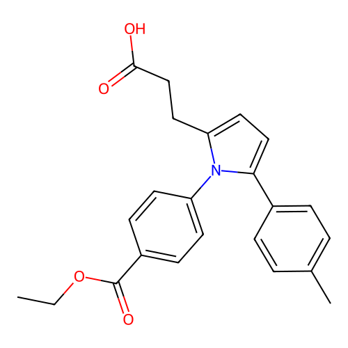 3-{1-[4-(ethoxycarbonyl)phenyl]-5-(4-methylphenyl)-1H-pyrrol-2-yl}propanoic acid structure