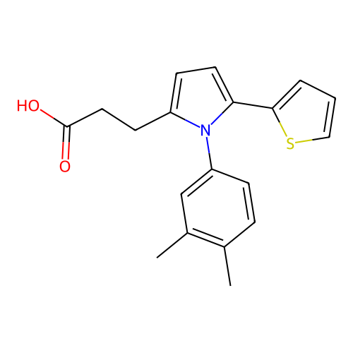 3-(1-(3,4-dimethylphenyl)-5-(thiophen-2-yl)-1H-pyrrol-2-yl)propanoic acid structure