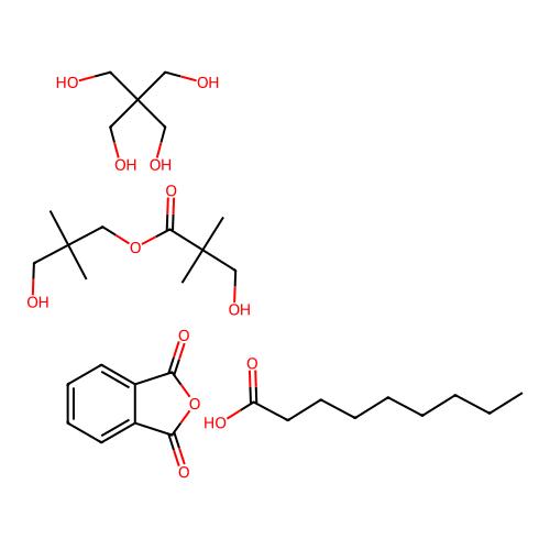 (C10-H20-O4.C8-H4-O3.C5-H12-O4)x-.x-C9-H18-O2 structure
