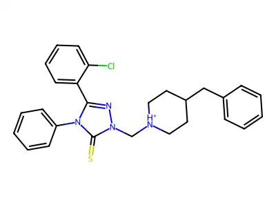 2-[(4-benzylpiperidin-1-ium-1-yl)methyl]-5-(2-chlorophenyl)-4-phenyl-1,2,4-triazole-3-thione structure