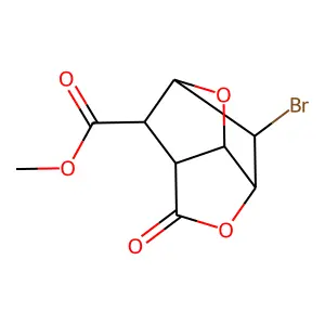 Methyl 2-bromo-5-oxo-4,8-dioxatricyclo[4.2.1.03,7]nonane-9-carboxylate structure