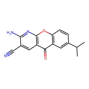2-Amino-7-isopropyl-5-oxo-5H-[1]benzopyrano[2,3-b]pyridine-3-carbonitrile structure