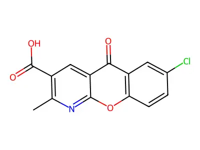 7-chloro-2-methyl-5-oxo-5H-chromeno[2,3-b]pyridine-3-carboxylic acid structure
